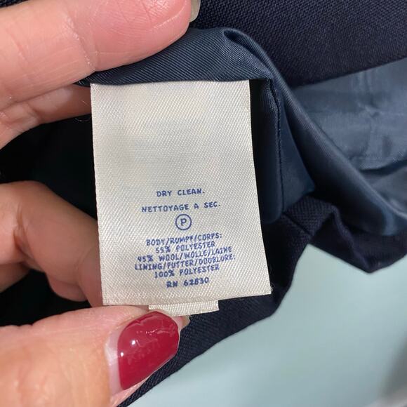 Lands End Boy's Navy Wool Blend Gold Button Blazer Size 12 - Picture 7 of 8